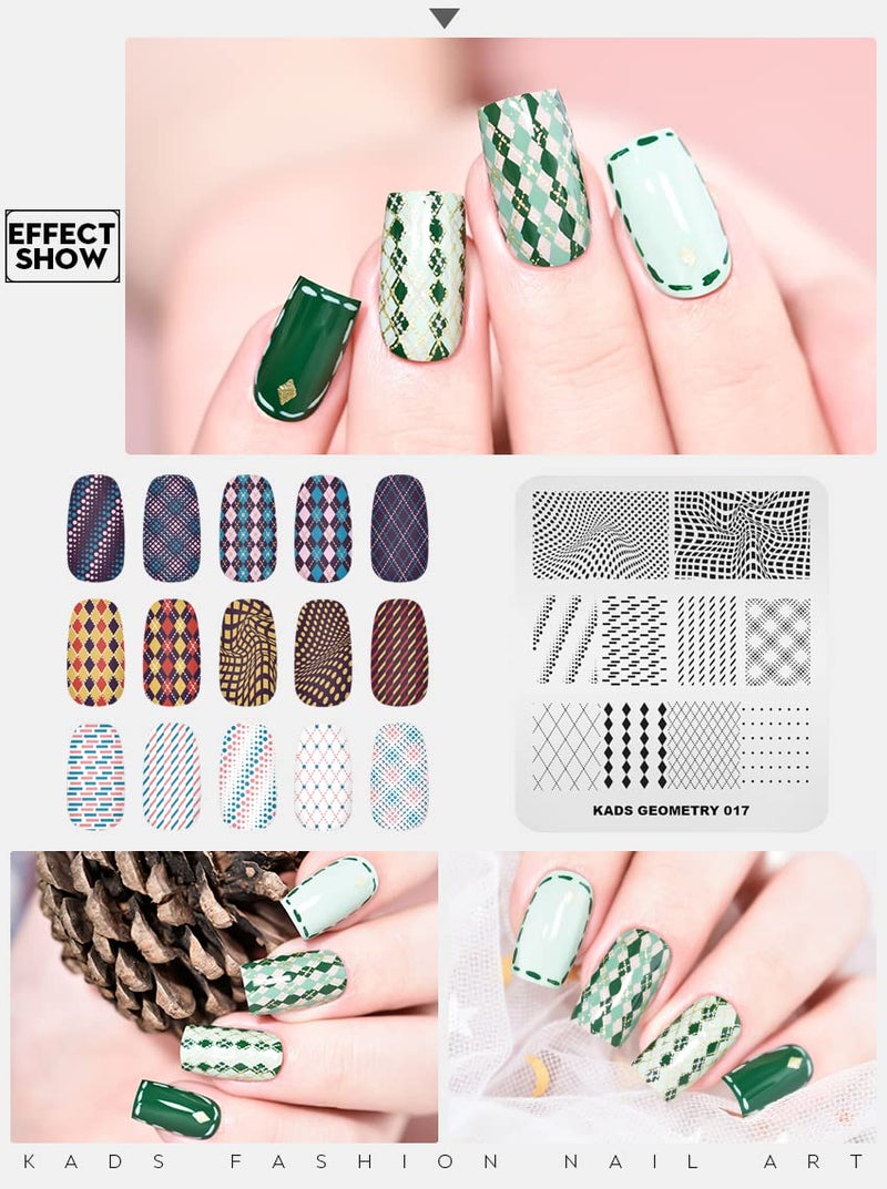 KADS Nail Art Stamping Plates Set Image Template Stencils Pattern with Stamping Plates Holder Case Organizer (GE017) - Image 3